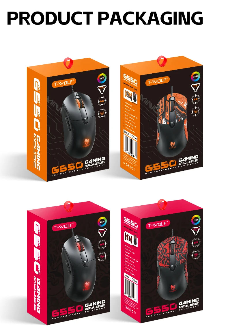 OBAME Wired Gaming Mouse – 6-Key RGB Backlight, Anti-Slip Sticker Design