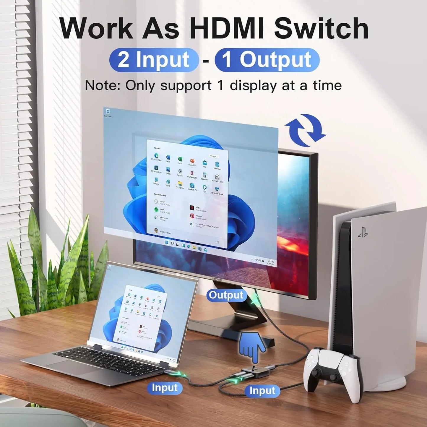 Vention HDMI 2.0 Splitter Switch | 2-in-1 Bi-Directional | 4K@60Hz | 18Gbps | PS5 Xbox Laptop