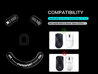 Glass Mouse Skates for Razer DeathAdder V3 Pro – Smooth Replacement Mouse Feet, Black & White