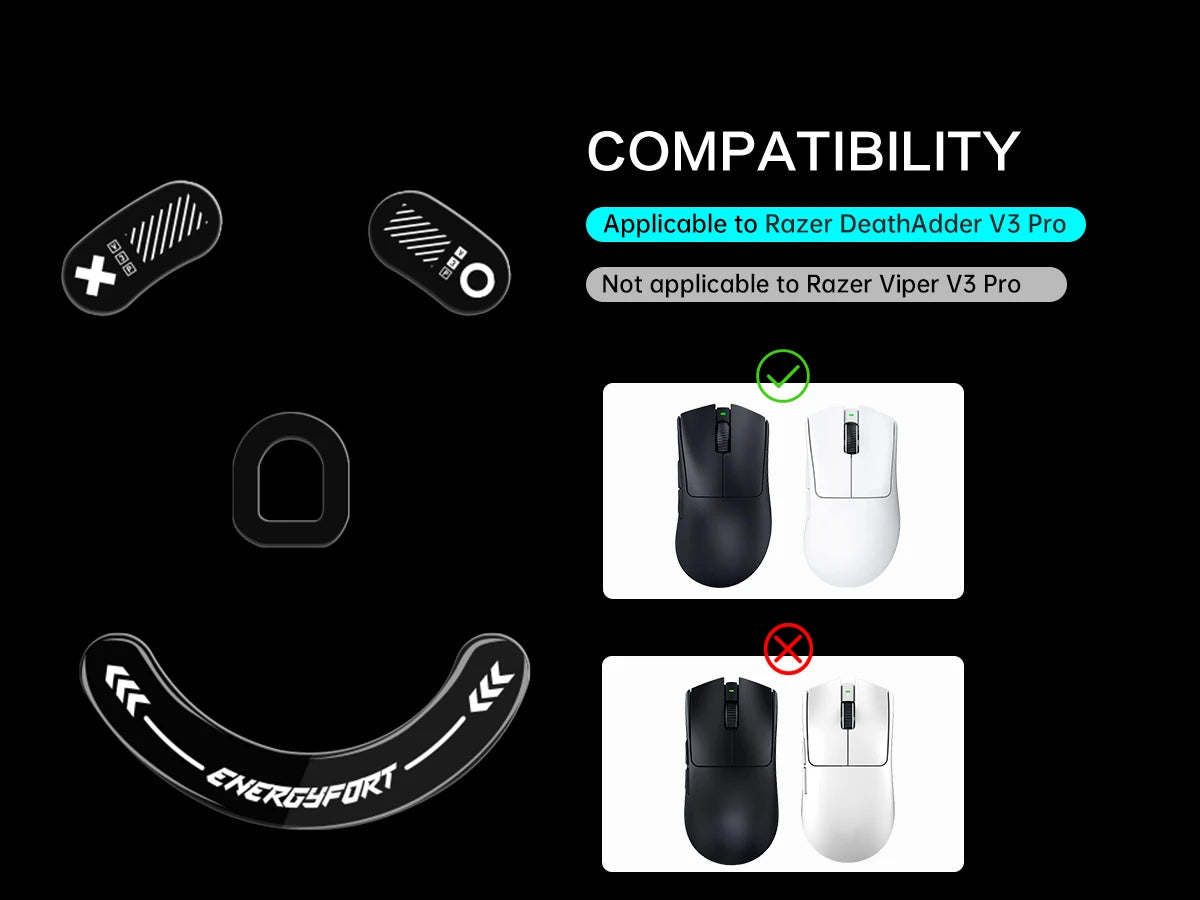 Glass Mouse Skates for Razer DeathAdder V3 Pro – Ultra-Smooth Wireless Gaming Feet