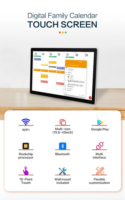 TouchWo 15.6"-43" Smart Digital Calendar & Chore Chart - Family Organizer Display - R.E.D. Shopping