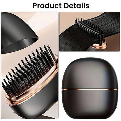 Wireless Hair Straightener Brush – USB Rechargeable, 30s Fast Heat, 3 Temps, Mini Travel Styler