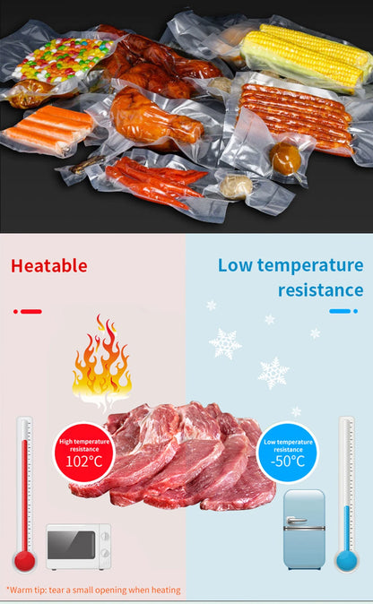 Vacuum Sealer Bags 100pcs | No-Cut Portable Food Sealer Bags | Sous Vide Compatible