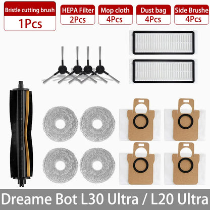 Dreame Bot L30 Ultra / L20 Ultra Replacement Parts | Main Brush, Side Brush, HEPA Filter, Mop, Dust Bag