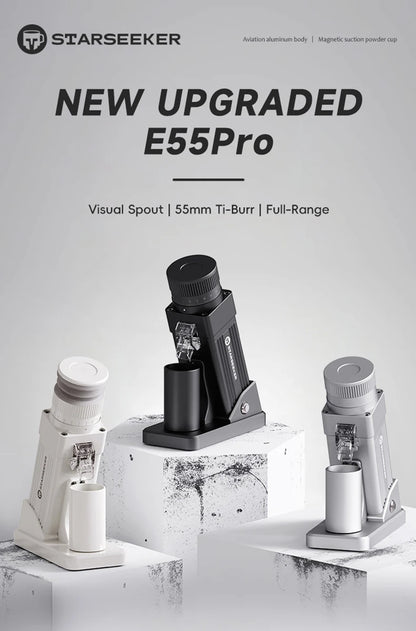 STARSEEKER E55Pro Electric Coffee Grinder – 55MM Titanium Cone Burr, Stepless Adjustment