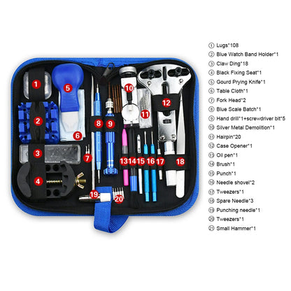 212-Piece Watch Repair Tool Kit – Opener, Screwdriver, Pin Hammer & Watchmaker Set