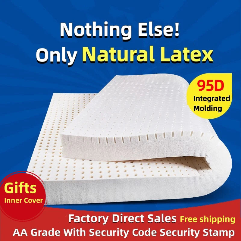 Natural latex mattress by R.E.D. Shopping, 10cm soft cushion Thai rubber mattress in 1.2-1.8m size, ideal for comfortable furniture.