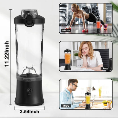 Portable Blender 600ML – USB Rechargeable, 4000mAh, Smoothie & Juicer | Black/White