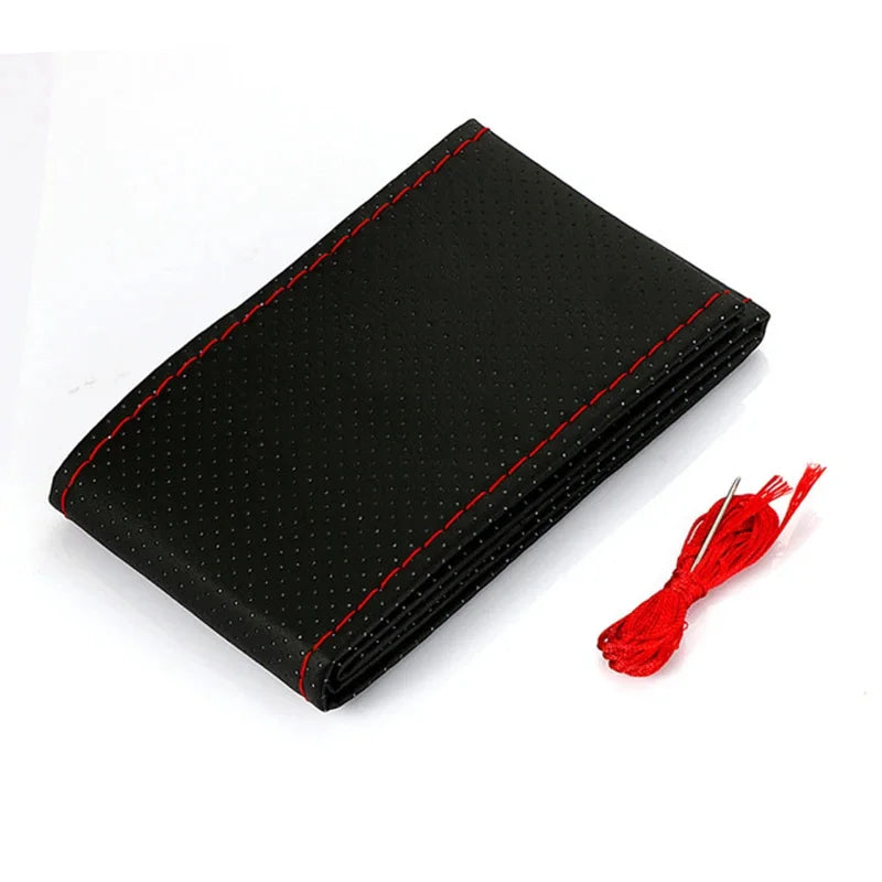 DIY Braid Steering Wheel Cover | Artificial Leather with Needles & Thread, 2 Colors, Soft Texture