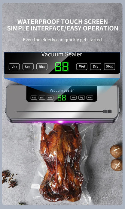 Food Vacuum Sealer Machine | Dry & Wet | UV Sterilization | Built-in Cutter | Kitchen Food Storage