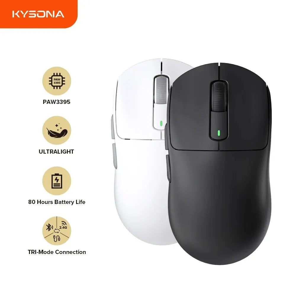 Kysona M600 Wireless Gaming Mouse – PAW3395, 26000 DPI, 55g, Bluetooth, 6 Buttons