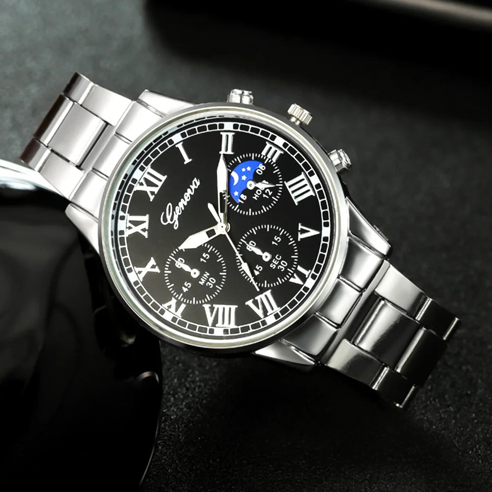 Men's Classic Business Quartz Watch - Stainless Steel Band, Elegant Dress Watch