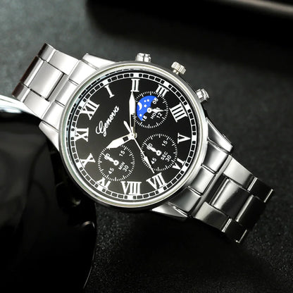 Men's Classic Business Quartz Watch - Stainless Steel Band, Elegant Dress Watch