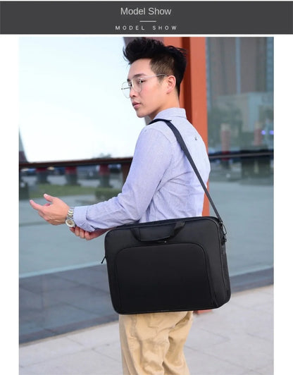 Waterproof Laptop Briefcase Bag – 15", 15.6", 17", Nylon, Dual Zipper, Shoulder Strap