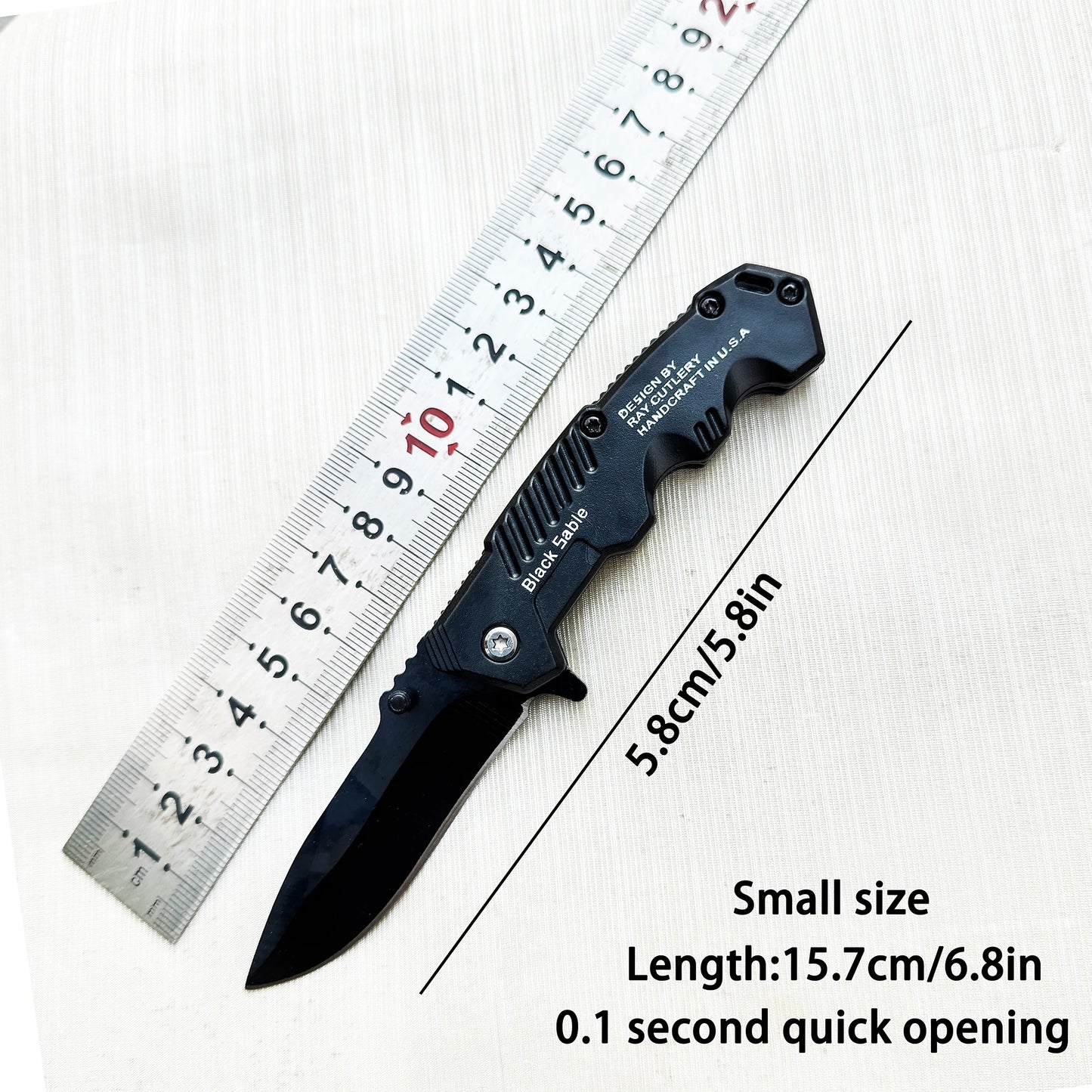 Stainless Steel Folding Pocket Knife with Clip – EDC Camping & Fishing Knife