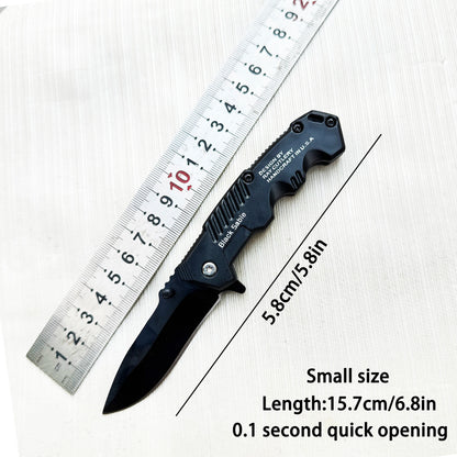 Stainless Steel Folding Pocket Knife with Clip – EDC Camping & Fishing Knife