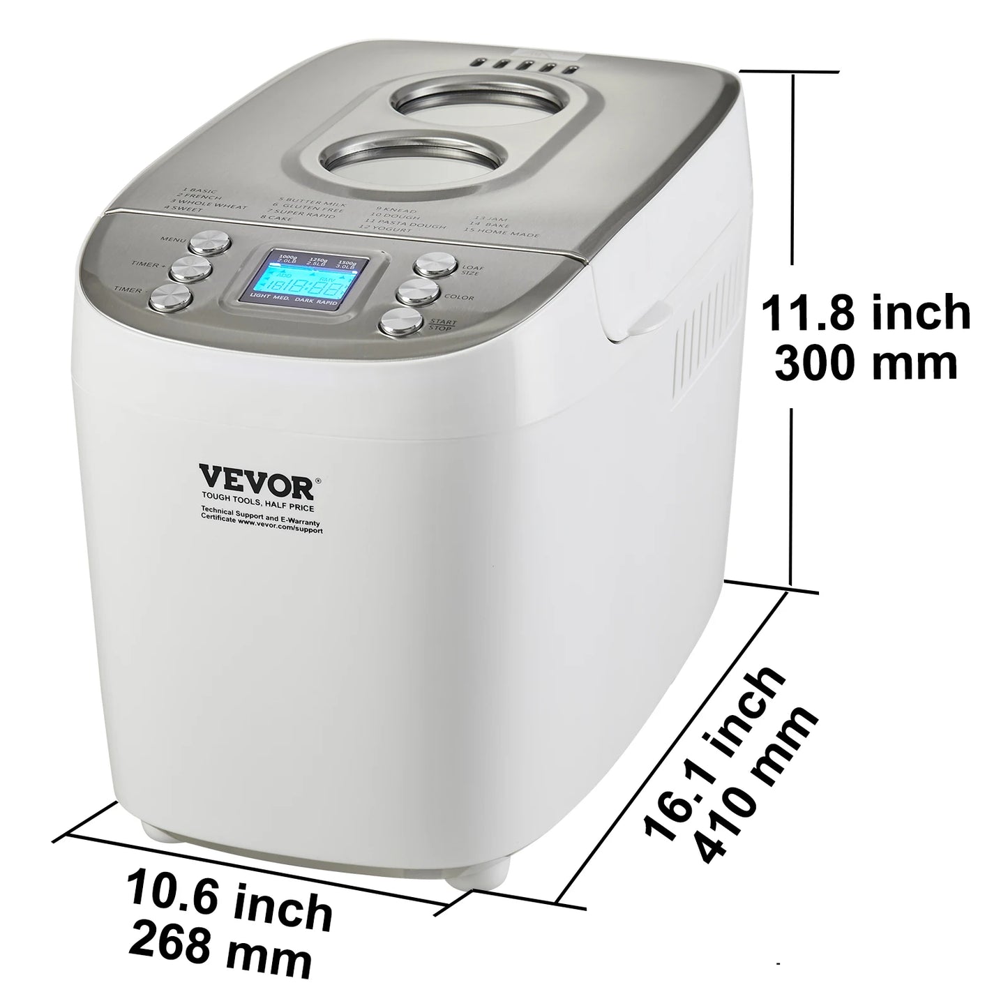 SucceBuy 15-in-1 Bread Maker 1.5–2 LB | Nonstick Ceramic Pan, Gluten-Free Setting, Automatic Dough Machine