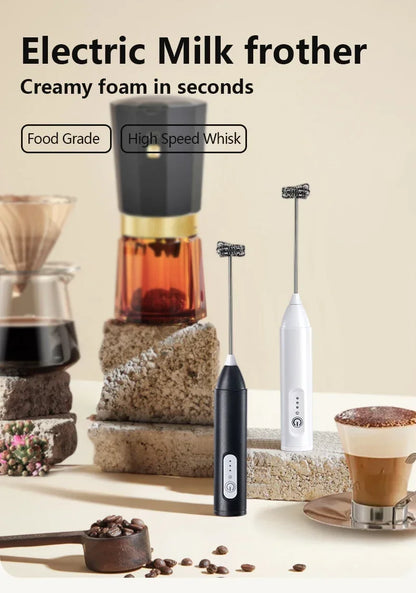 Cordless USB Electric Milk Frother – 3-Speed Handheld Foam Maker