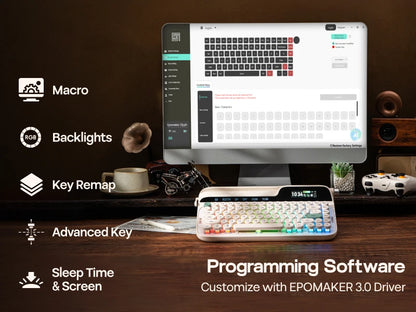 EPOMAKER Glyph 75% Mechanical Keyboard | Retro Typewriter | TFT Screen | Rotary Knob | Wired / 2.4GHz / BT