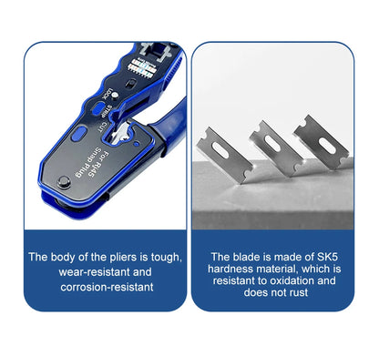 OMAY RJ45 UTP Crimper Tool | CAT5/6/7/8 Pass-Through Ethernet Cable Stripper & Connector Kit