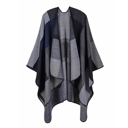 Women’s luxury imitation cashmere poncho scarf by R.E.D. Shopping, showcasing a cozy, stylish winter shawl and wrap with soft fabric.