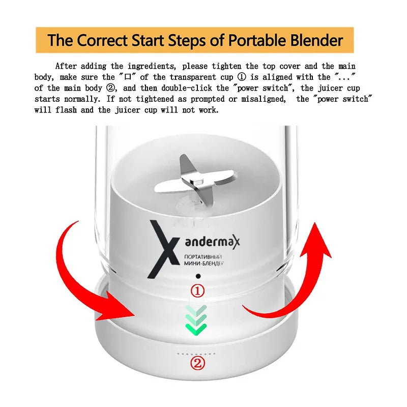 CREAROMA Mini Portable Blender & Electric Juicer – USB Rechargeable 500ml