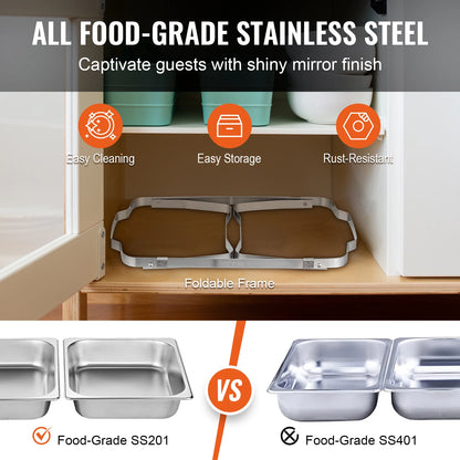 SucceBuy 8QT Rectangle Chafing Dish Set – 2/4/6 Pack Buffet Catering Warmer