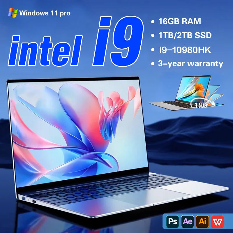 14.1" Gaming Laptop – Intel Core i9-10980HK, 16GB RAM, up to 2TB SSD, Windows 11 | Portable Office & Gaming Notebook