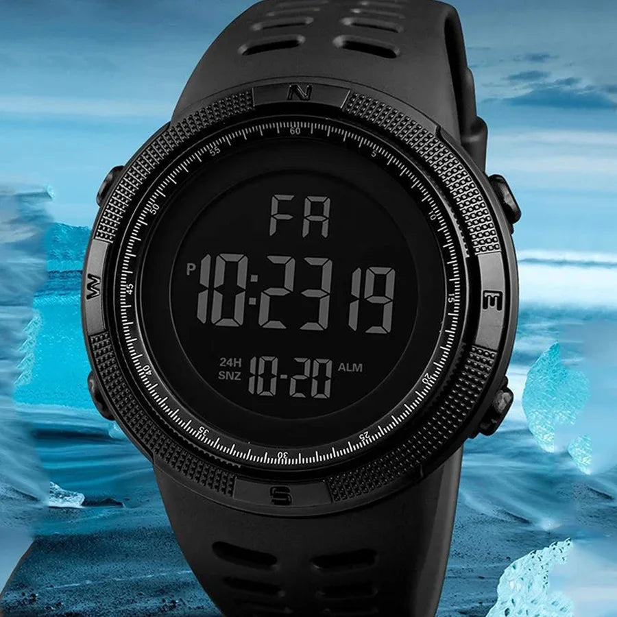 Military LED digital watch by R.E.D. Shopping featuring luminous display and multiple functions for men, teens, and kids.