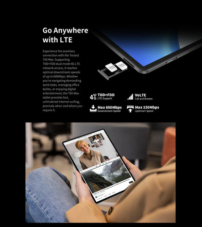 Teclast T65 Max – 13" FHD 4G LTE Tablet, MediaTek G99, 8GB+256GB, 10000mAh, Android 14, Widevine L1