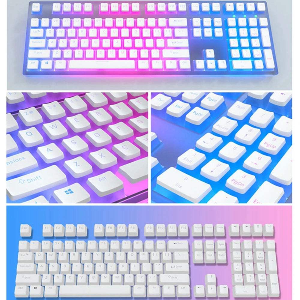 129-Key Pudding Keycaps – OEM Profile PBT, Transparent, MX Hot-Swap Compatible