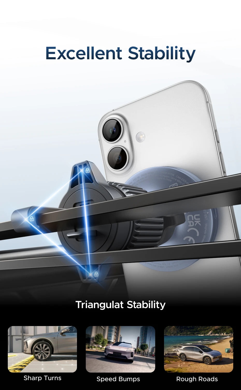 UGREEN Qi2.2 25W Magnetic Car Phone Holder & Wireless Charger | MagSafe Compatible for iPhone 17/16 Pro Max