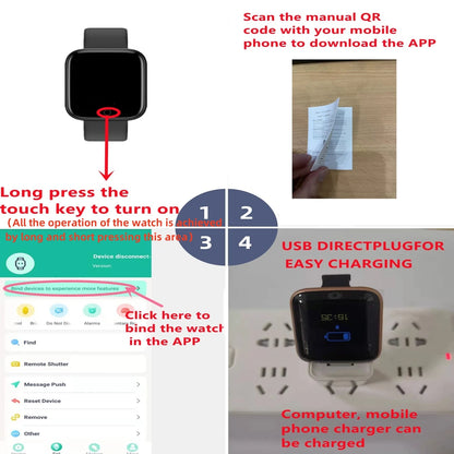 R.E.D. Shopping Y68/D20 smart watch with Bluetooth fitness tracker, sleep monitoring, and music control on a black band.