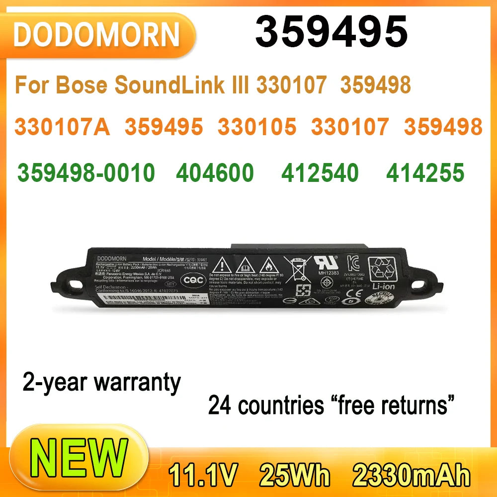 Bose SoundLink III Replacement Battery — 359495/330107/330107A, 11.1V 2230mAh 25Wh
