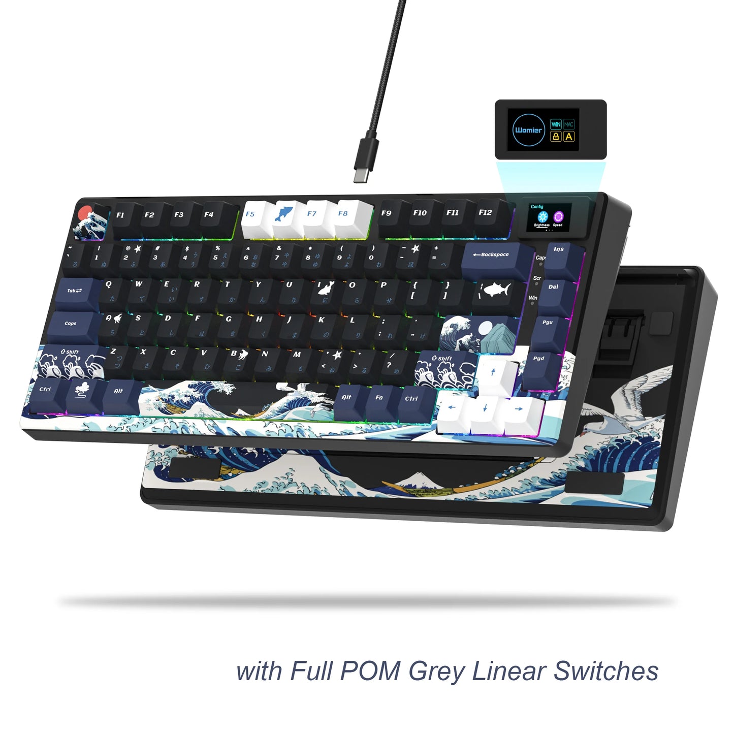 Womier SK80 Gasket Mechanical Keyboard – 83 Key, Hot-Swap, RGB, Smart Display