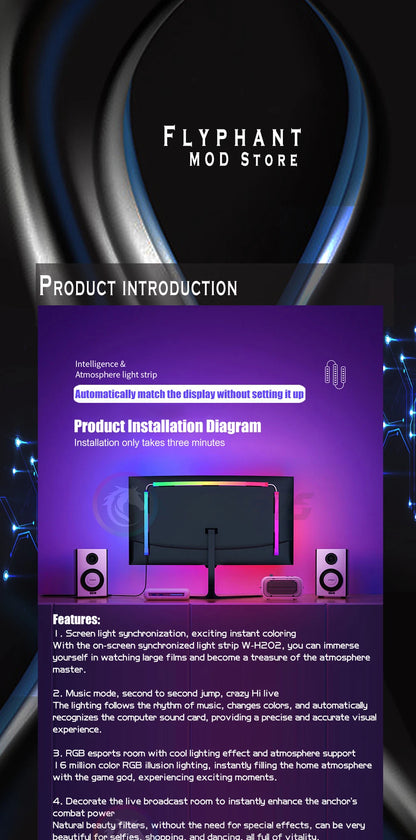 Skydimo Ambilight RGB LED Strip for PC Monitor – AURA USB 5V Software Control (24"/27"/32"/34")