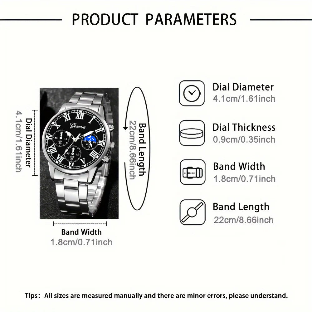 Men's Classic Business Quartz Watch - Stainless Steel Band, Elegant Dress Watch