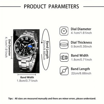 Men's Classic Business Quartz Watch - Stainless Steel Band, Elegant Dress Watch