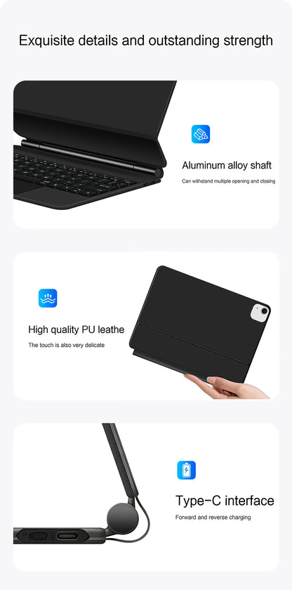 Backlit Magic Keyboard Case for iPad Air 11" M2/M3/M4 2024-2026 – Multi-touch, Smart Folio