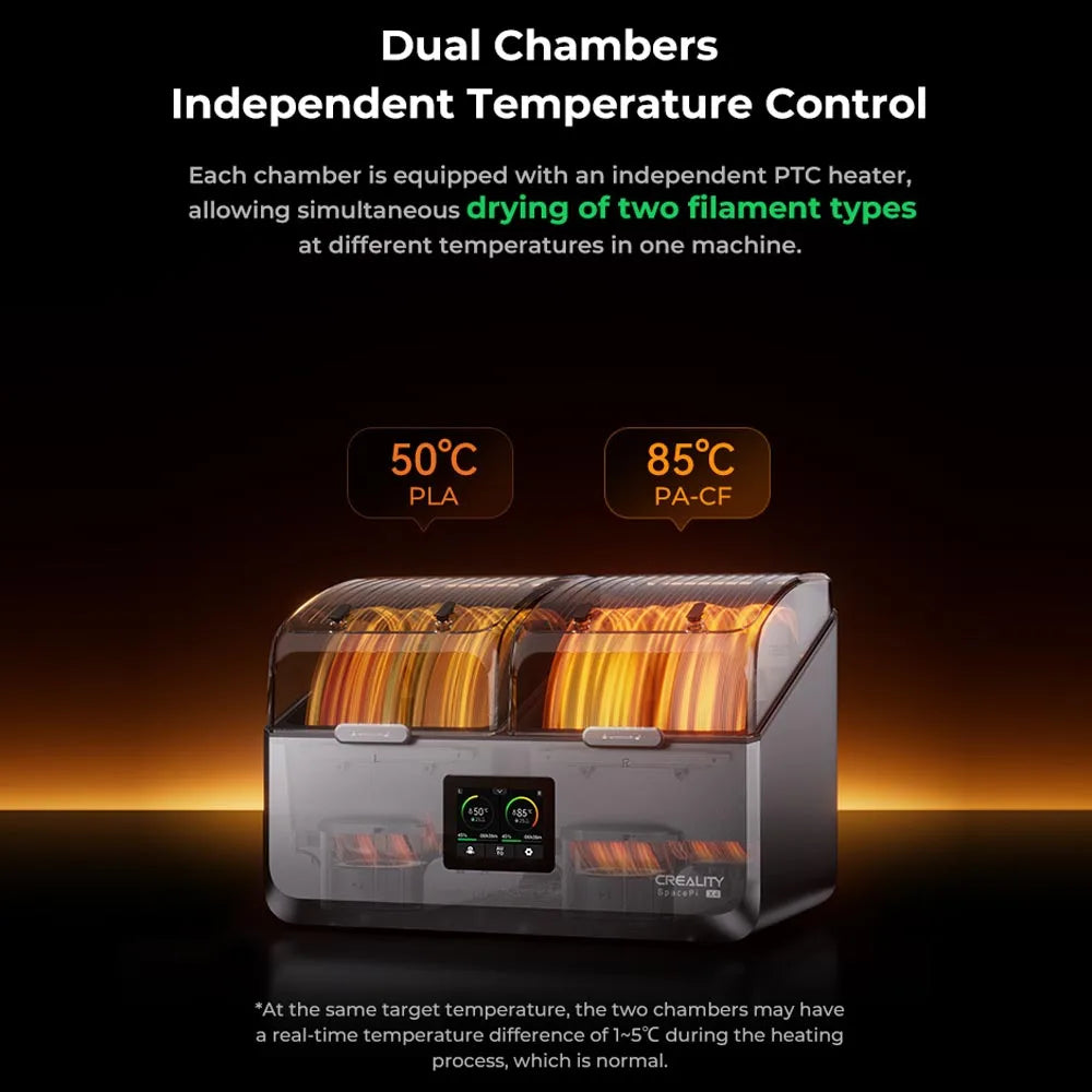 Creality Space Pi X4 Filament Dryer – Dual Chamber, Active Dehumidification