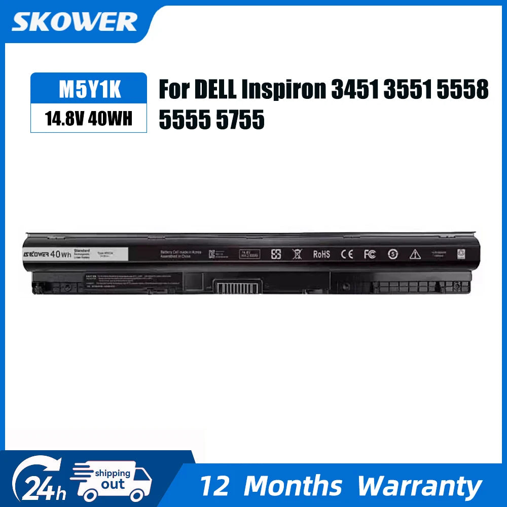 SKOWER Dell Inspiron Replacement Battery M5Y1K 40Wh — 3451 3551 5558 5559 5755 5758
