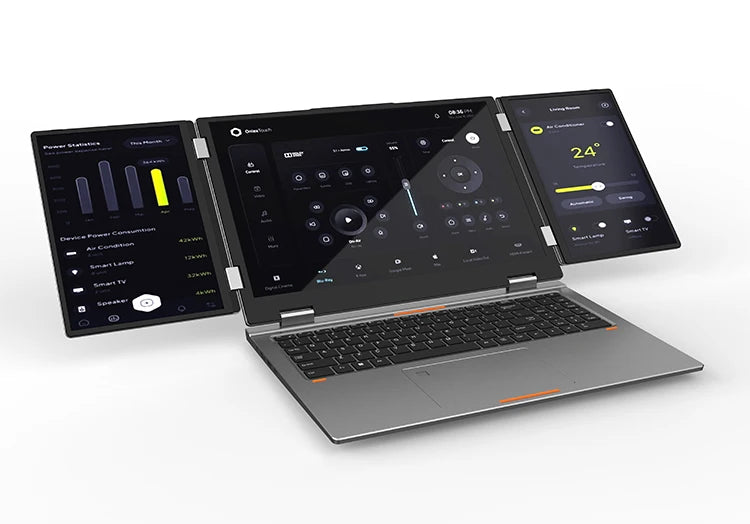BYONE BAX16 Triple Screen Laptop — 16"+Dual 10.5", Intel i5-12450H, 64GB RAM, 4TB SSD