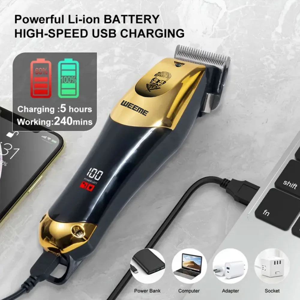 R.E.D. Shopping T9 Vintage men's electric hair clipper and trimmer kit with rechargeable beard and nose trimmer attachments.