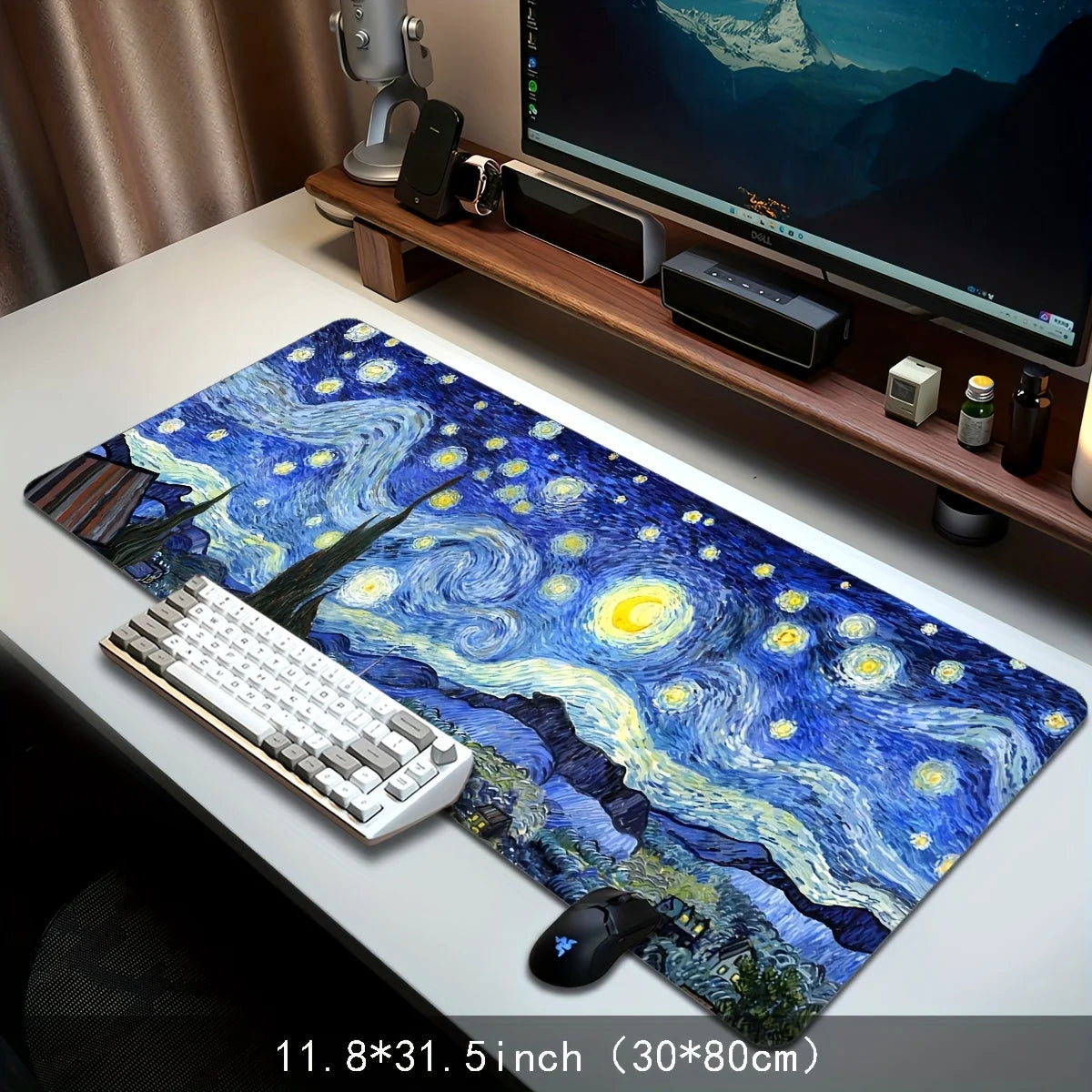 Van Gogh Starry Night XXL Extended Gaming Mouse Pad – Anti-Slip Desk Mat for Keyboard & Mouse