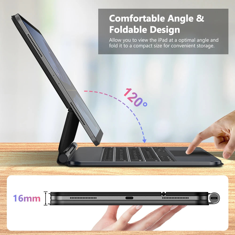 GOOJODOQ Magic Keyboard Case for iPad Pro 11 M4, Air 4/5/6 – PD18W, Pogo Pin, Gesture Trackpad