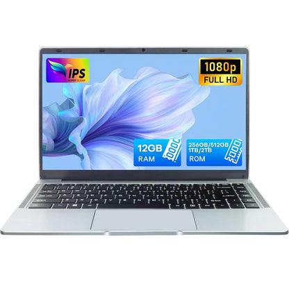14.1" Ultra Slim Laptop – Intel Atom A3950, Up to 12GB RAM, Up to 2TB SSD, Win 11
