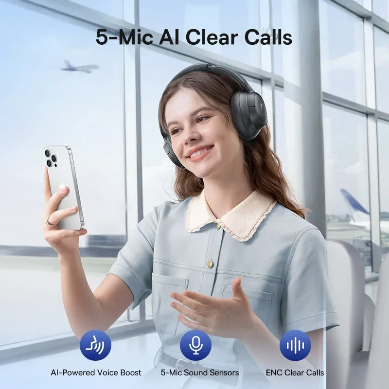 Baseus EH10 NC ANC Wireless Headphones – 45dB Hybrid Noise Cancelling, LDAC, Bluetooth 6.0, 80Hrs