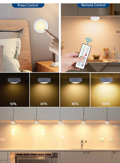 RGB LED Under Cabinet Light – 16 Colors, USB Rechargeable, Remote Control