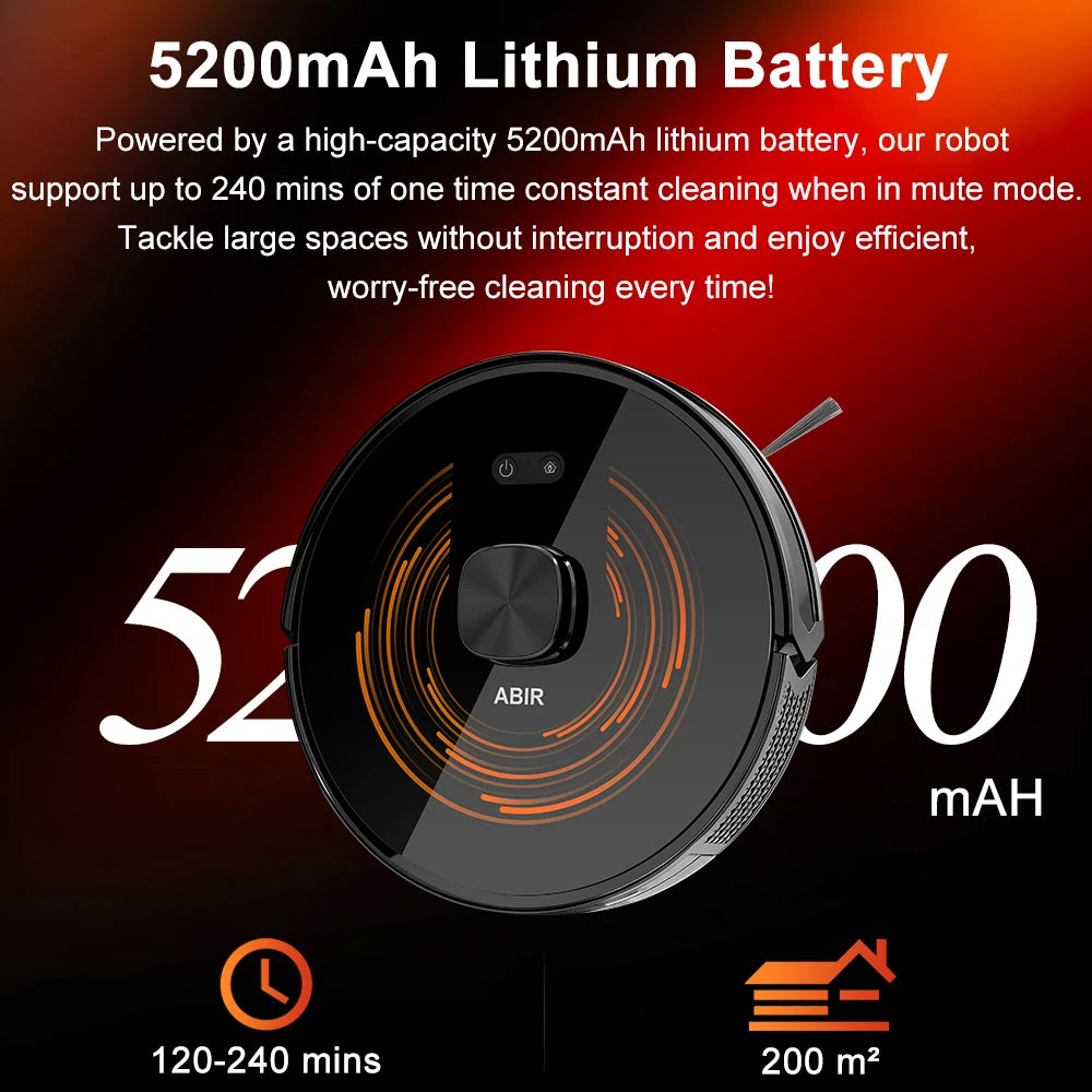 ABIR K30 Robot Vacuum Cleaner – Auto-Empty Dock, UV Spot Cleaning, 6500Pa, Multi-Floor Map