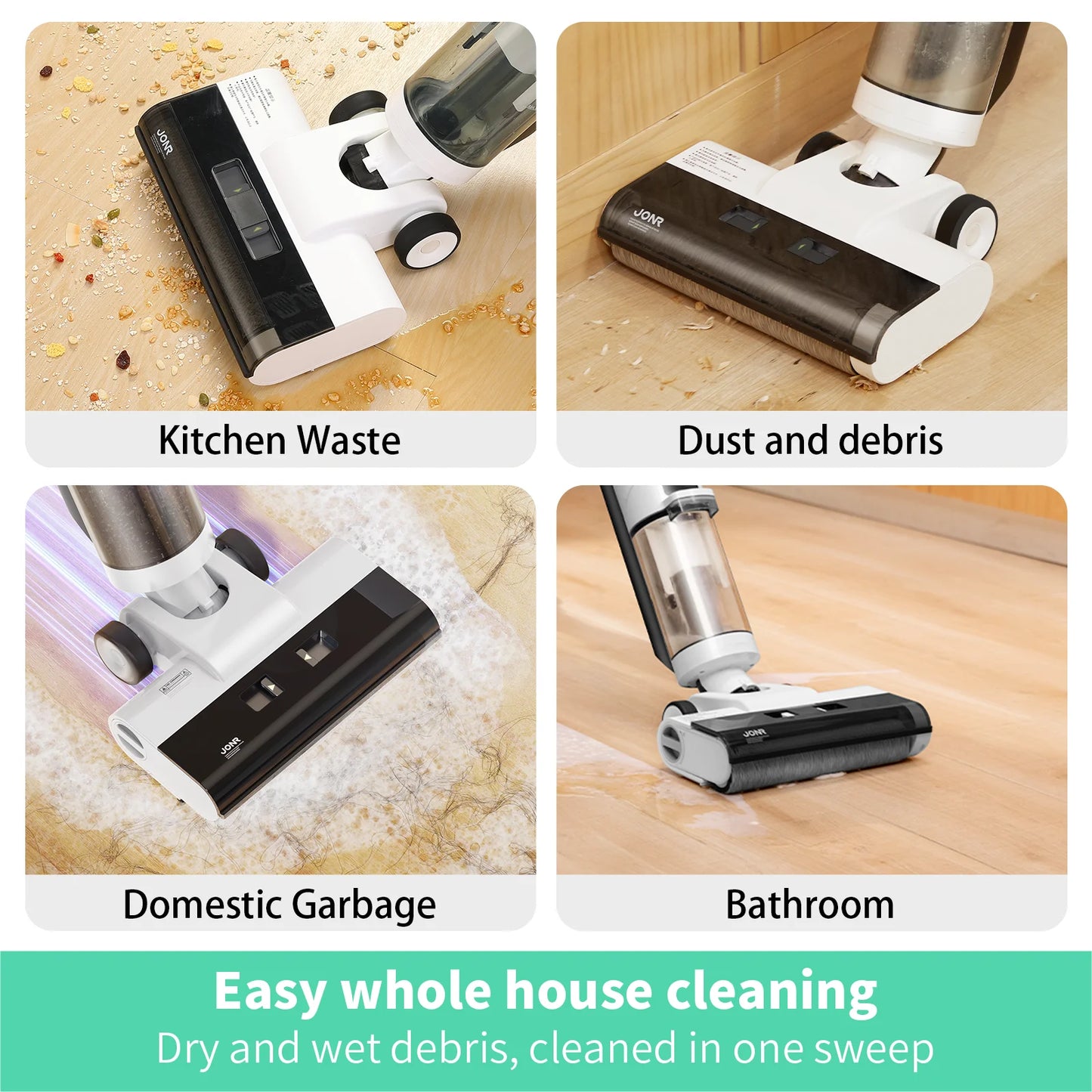 JONR ED12 Wet & Dry Smart Vacuum Mop – Wireless Floor Cleaner 200W